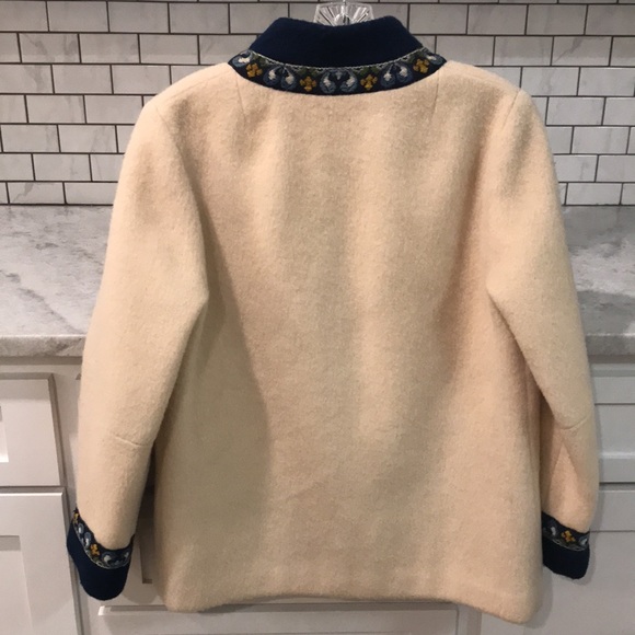 Vintage Scandinavian Wool Jacket A.S. Evebofoss Womens Size M/L Ivory Blue - Picture 6 of 13